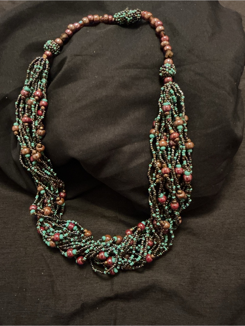 Multistrand Turquoise & Brown Beaded Necklace - Women Jewelry